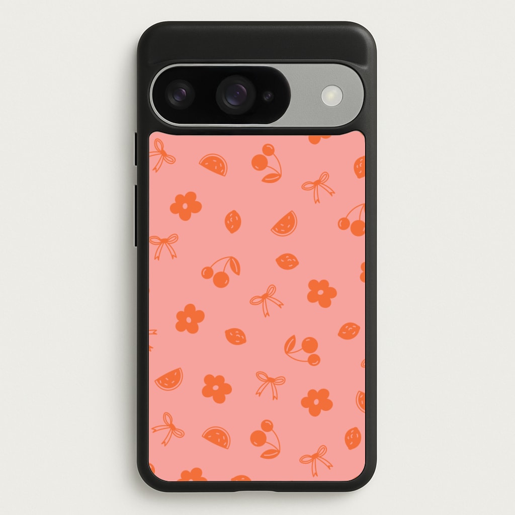 Coquette Orange Cherries Pattern Phone Case