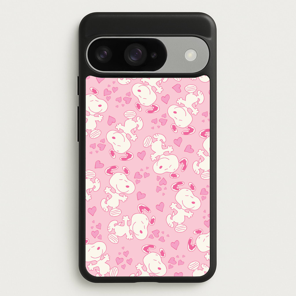 Cartoon Beagle Valentine Hearts Pattern Phone Case