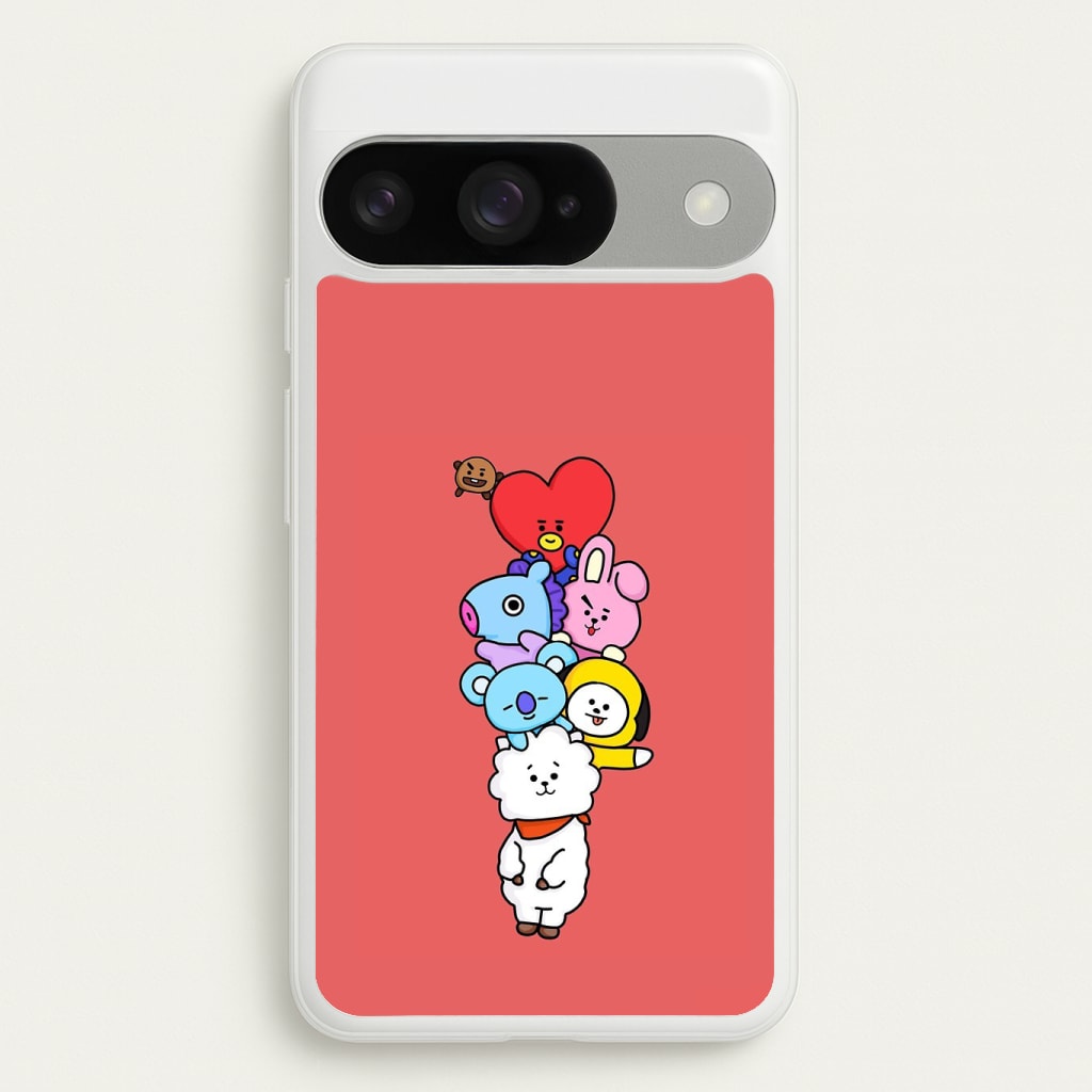 Red BT21 - RJ, Mang, Koya, Chimmy, Cooky, Shooky, Tata - K Pop Phone Case