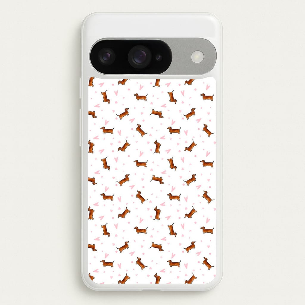 Dachshund Pattern - White Phone Case