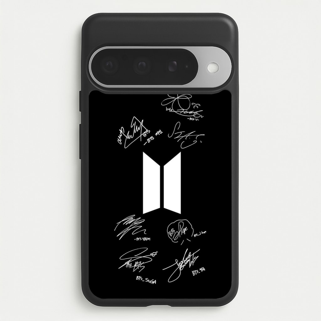 Black K-Pop Band Logo and Signatures Phone Case