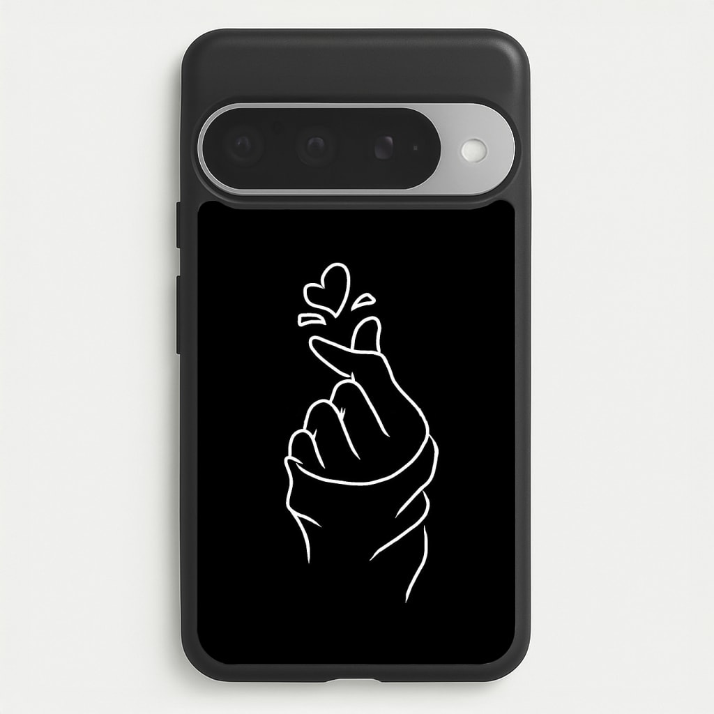 Cute Heart Finger Snap Black Phone Case