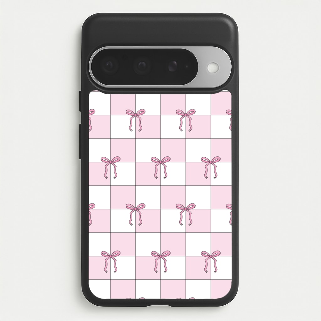 Checkered Pink Coquette Bows Phone Case