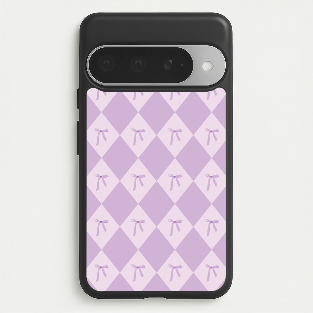 Purple Argyle Coquette Pattern Phone Case