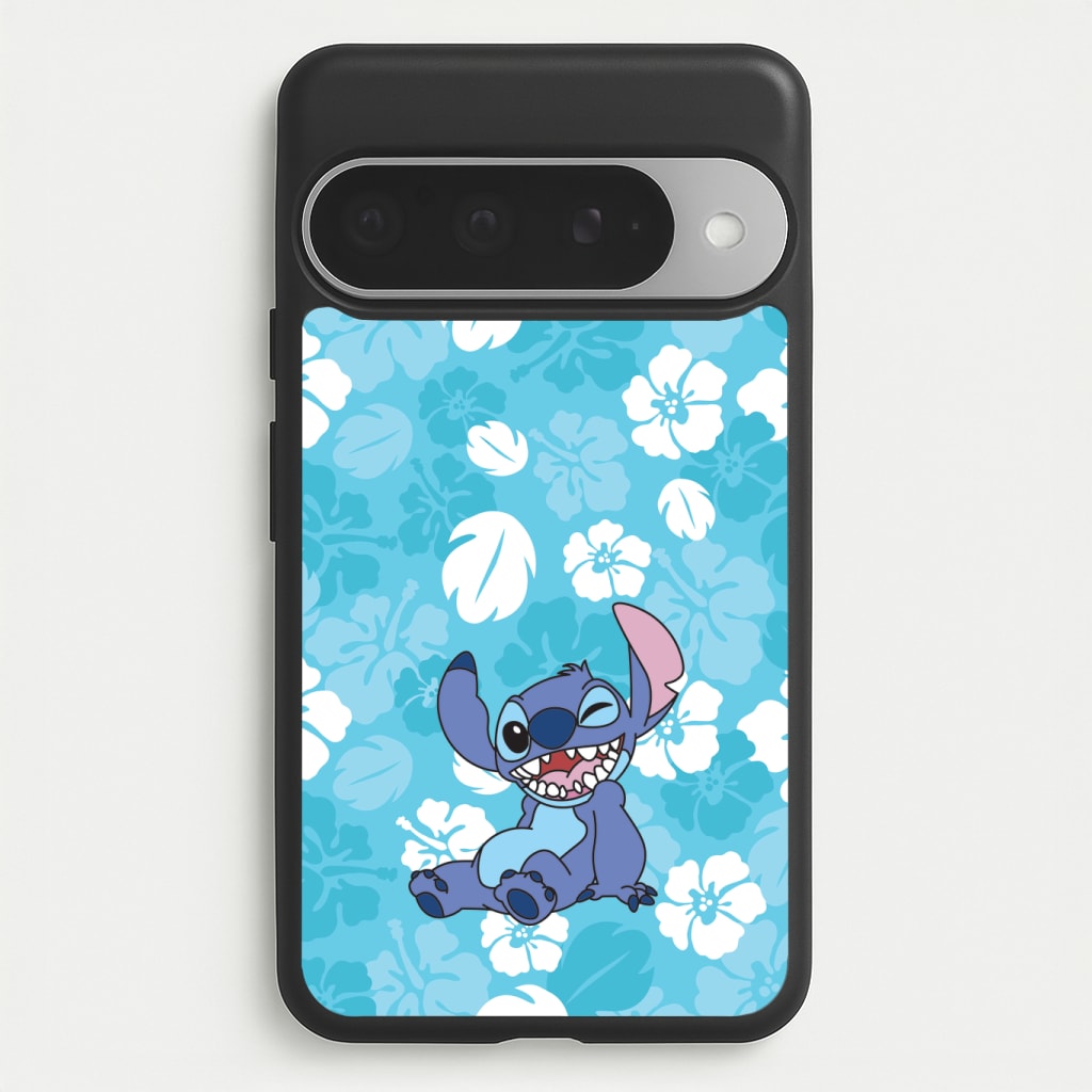 Cute Blue Alien Floral Pattern Phone Case