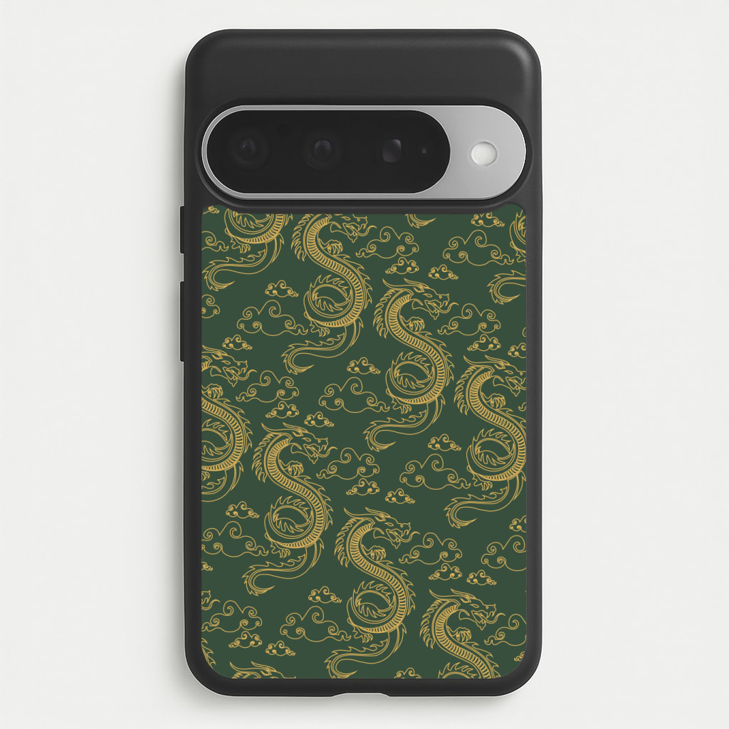 Green And Gold Dragon Pattern Phone Case