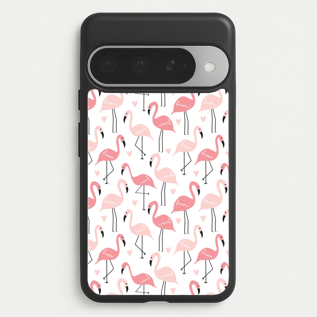 White & Pink Flamingo Pattern Phone Case