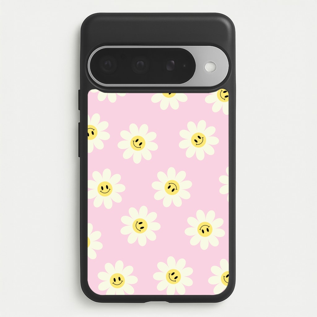 Pastel Pink Smiley Daisies Pattern Phone Case
