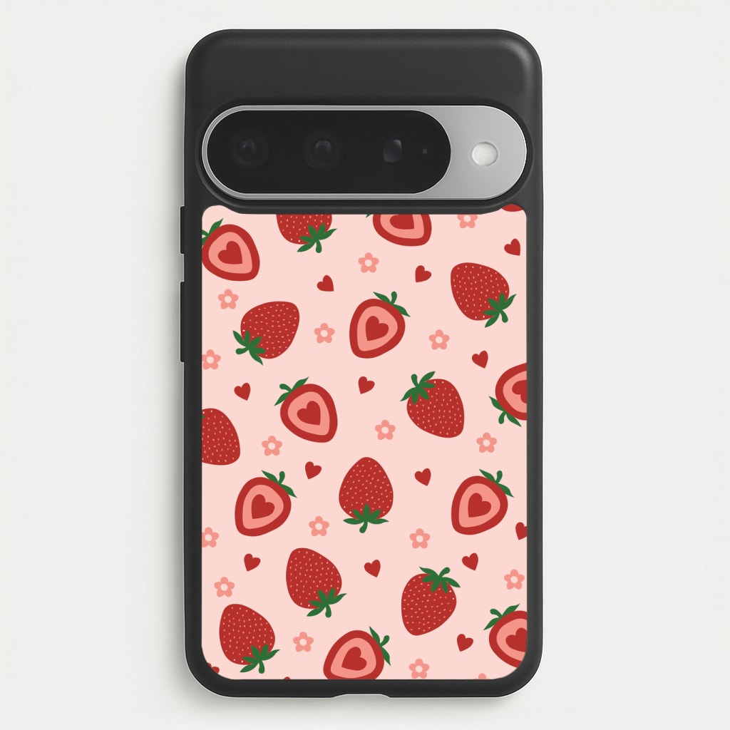 Strawberries And Hearts - Fruit Patterns Phone Case