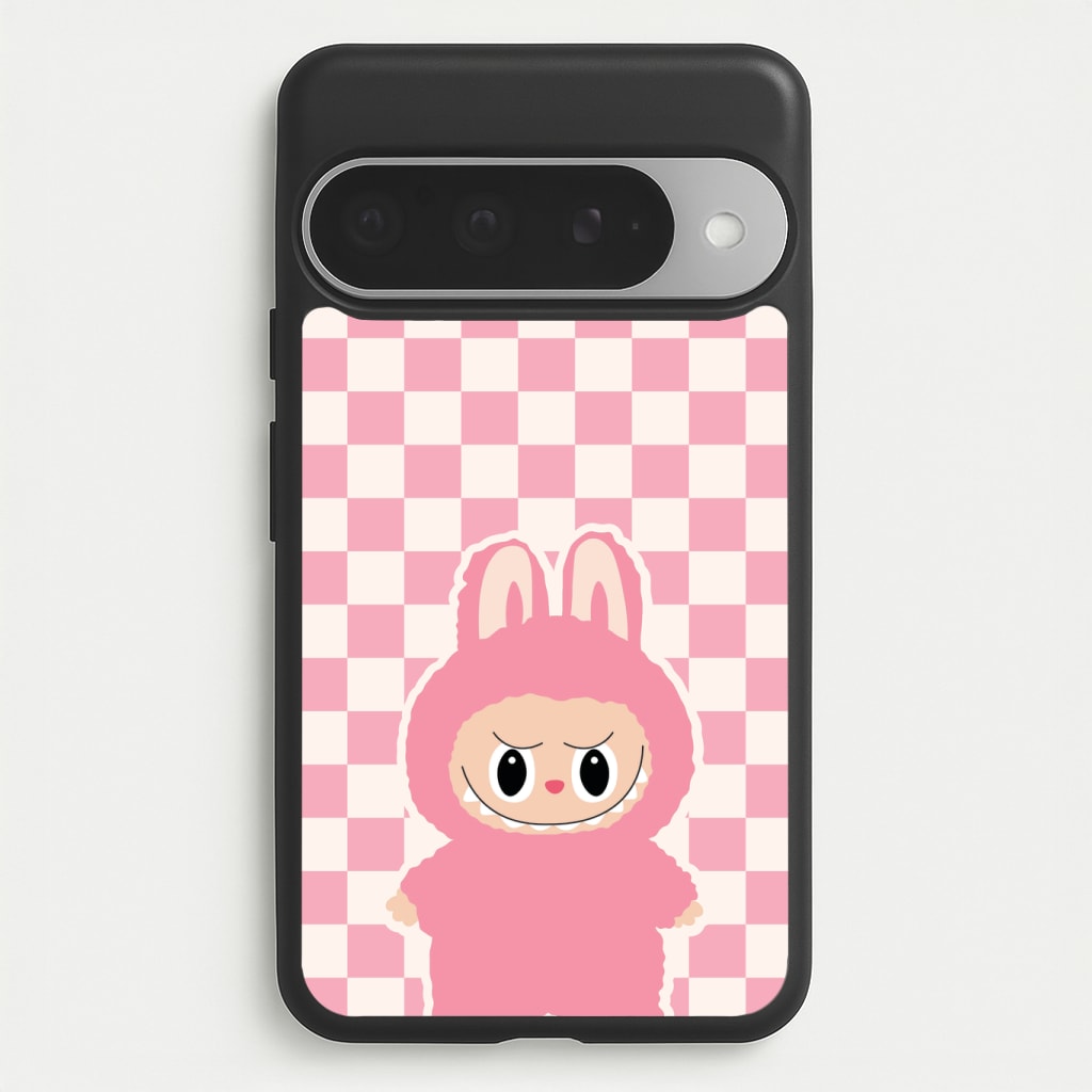 Checkered Cute Pink Monster Phone Case