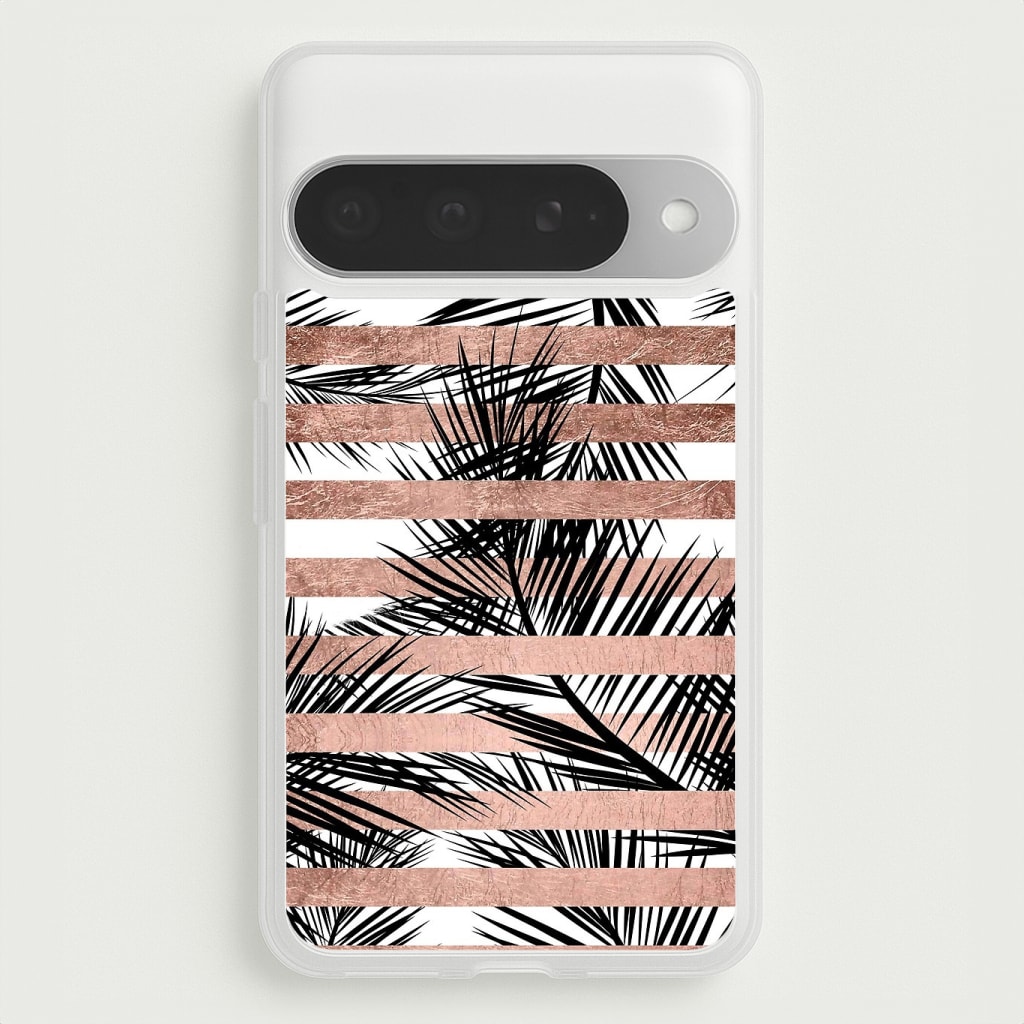 Rose Gold Tropical Palm Leaf Pattern Phone Case