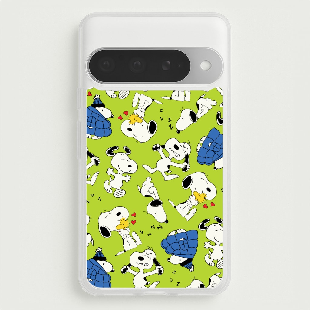 Lime Green Cartoon Beagle Pattern Phone Case