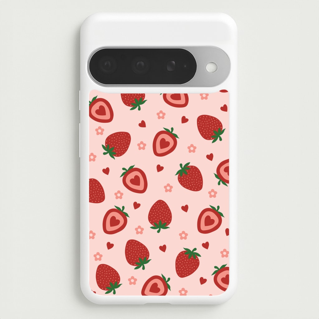 Strawberries And Hearts - Fruit Patterns Phone Case