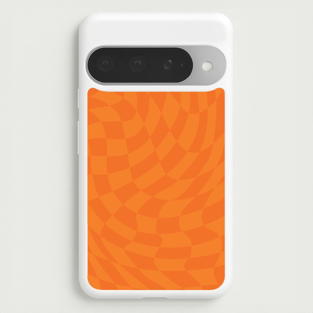 Orange Trippy Checkerboard Pattern Phone Case