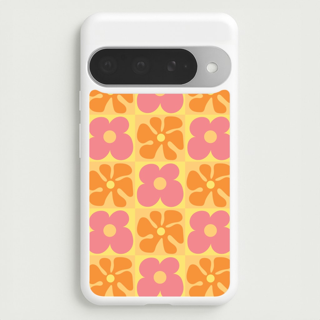 Summer Flowers Checkered Pattern Phone Case