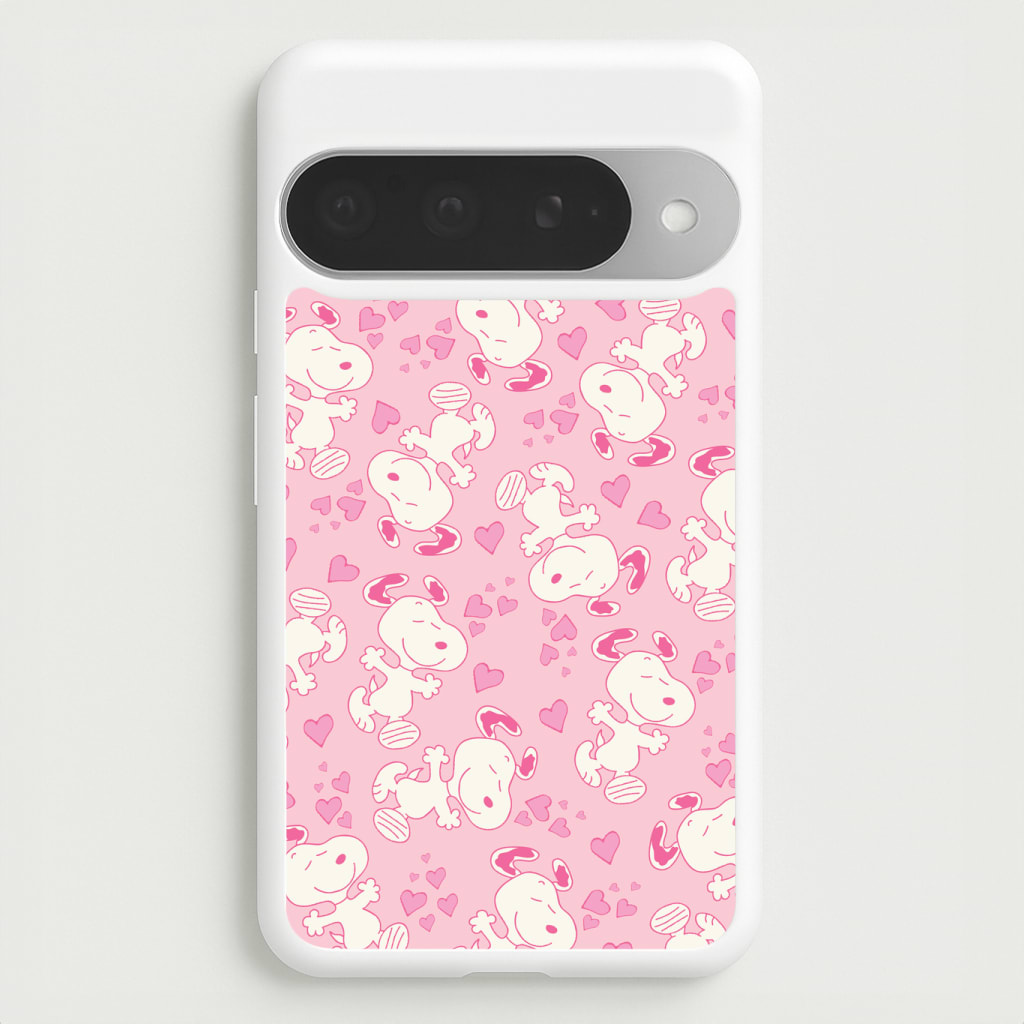 Cartoon Beagle Valentine Hearts Pattern Phone Case