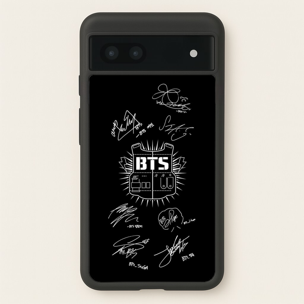 Black K-Pop Band Army Logo and Signatures Phone Case