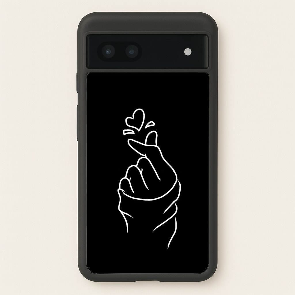 Cute Heart Finger Snap Black Phone Case