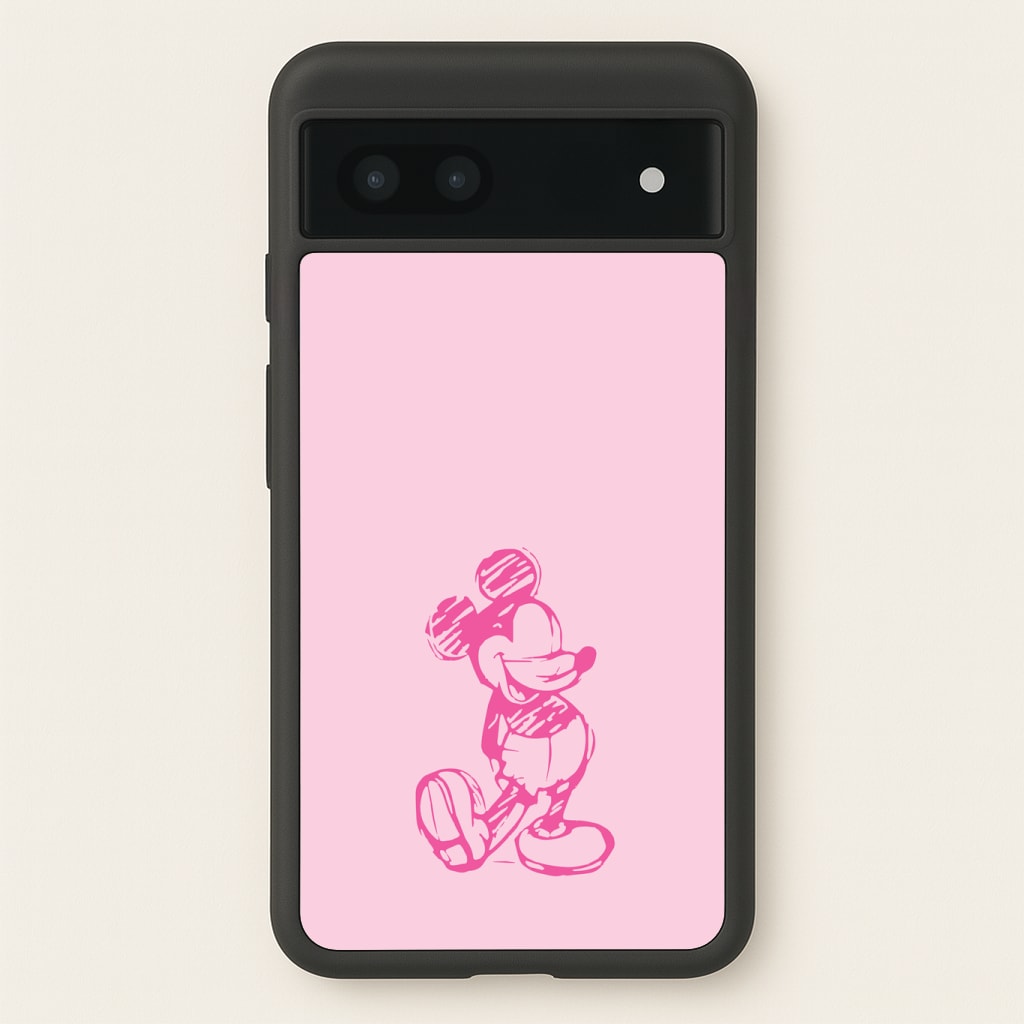 Sketched Mouse Outline Pink Phone Case