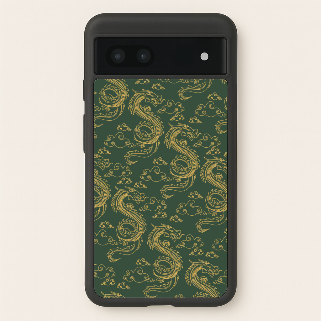 Green And Gold Dragon Pattern Phone Case