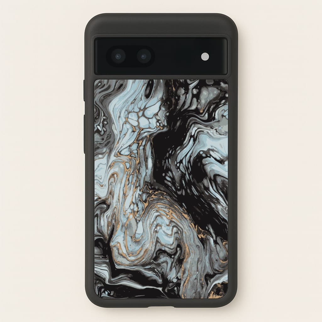 Black And Gold Cloudy Marble Phone Case