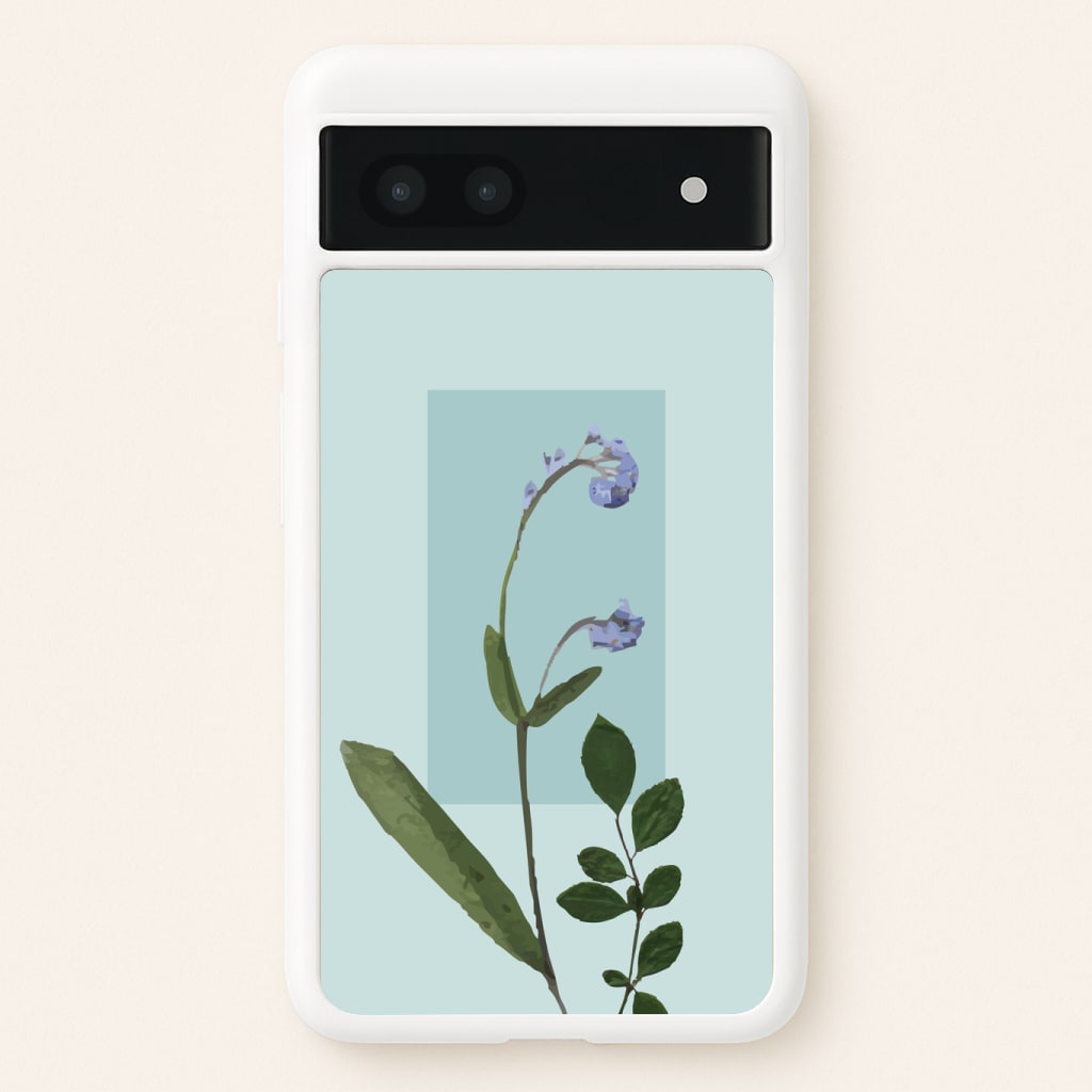 Abstract Blue Pressed Flower Phone Case