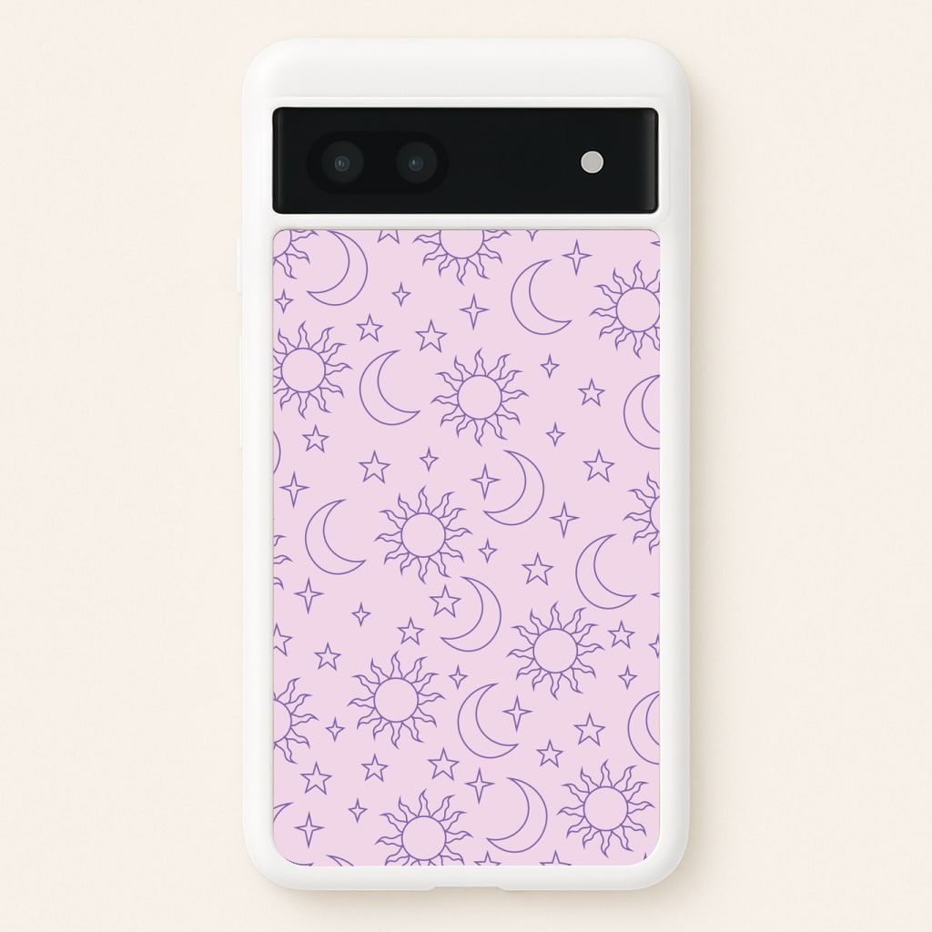 Sun, Moon And Stars Pattern Mauve Phone Case