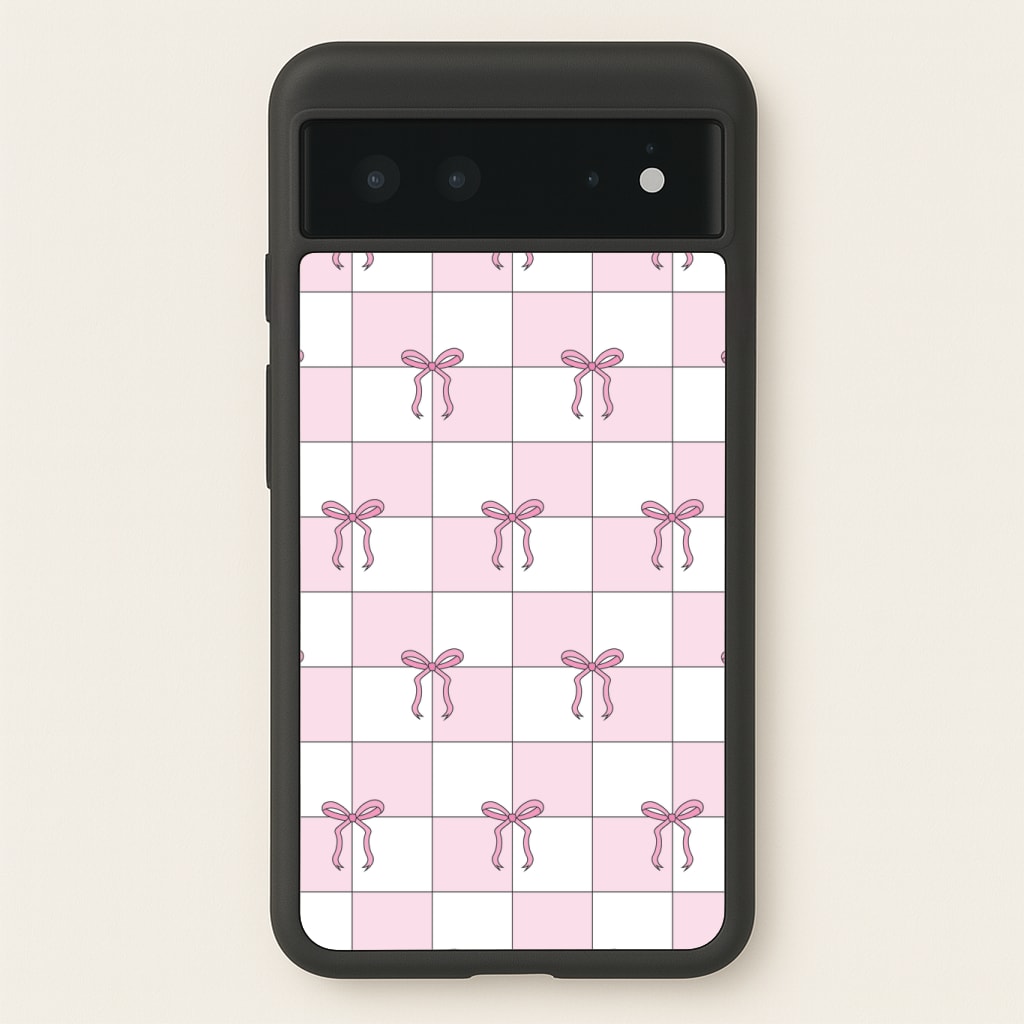 Checkered Pink Coquette Bows Phone Case