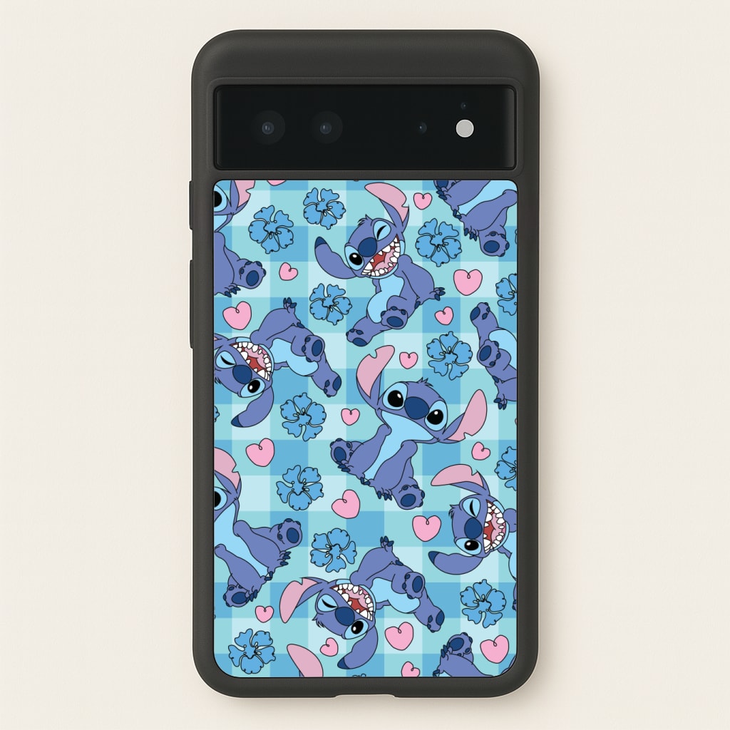 Blue Alien And Hearts Pattern Phone Case