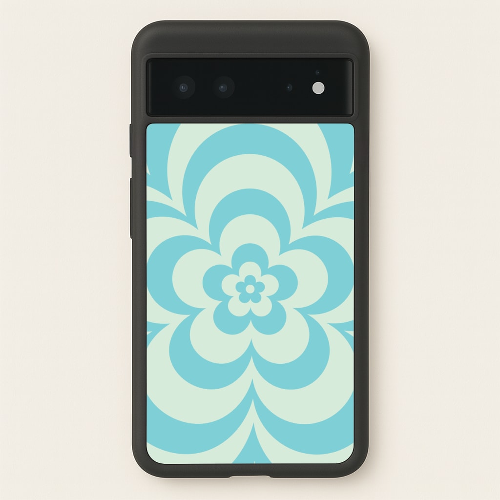 Teal Abstract Flower Pattern Phone Case