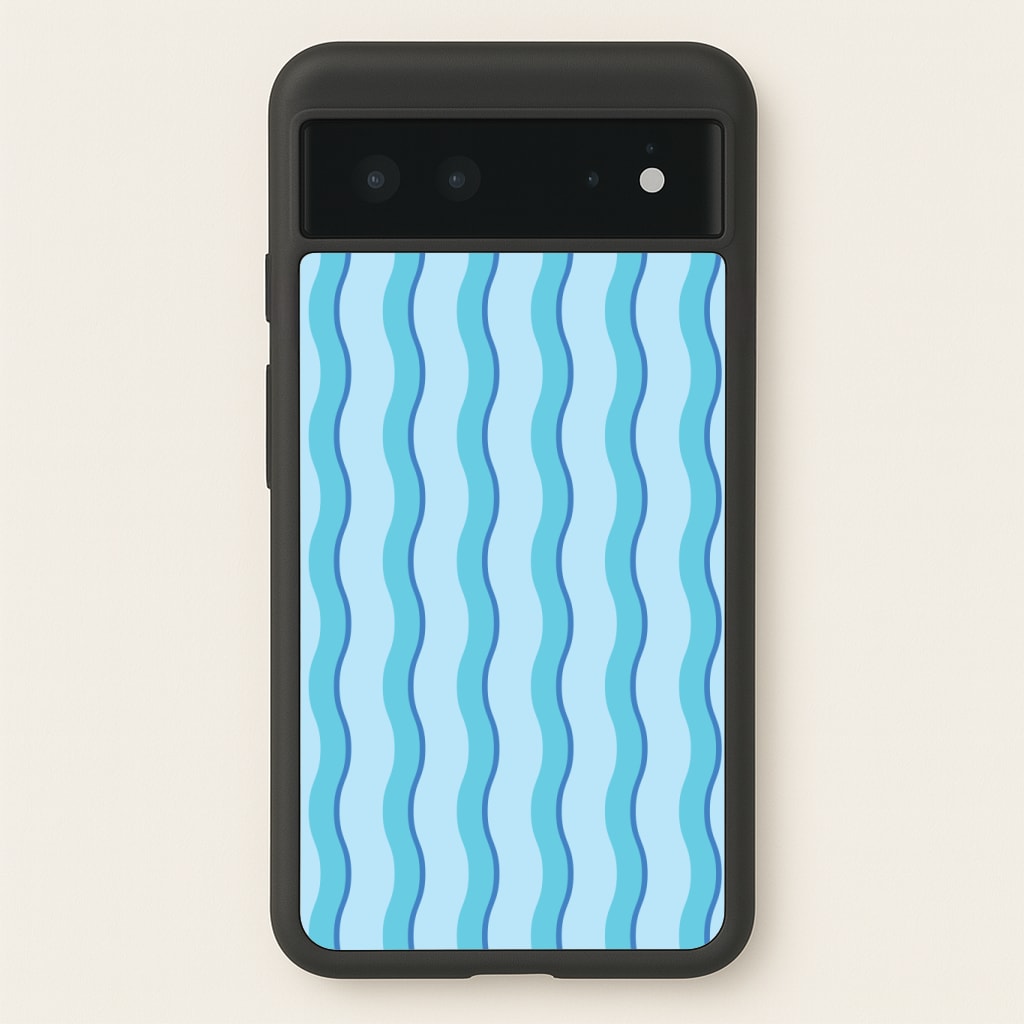 Blue Wavy Stripes Pattern Phone Case