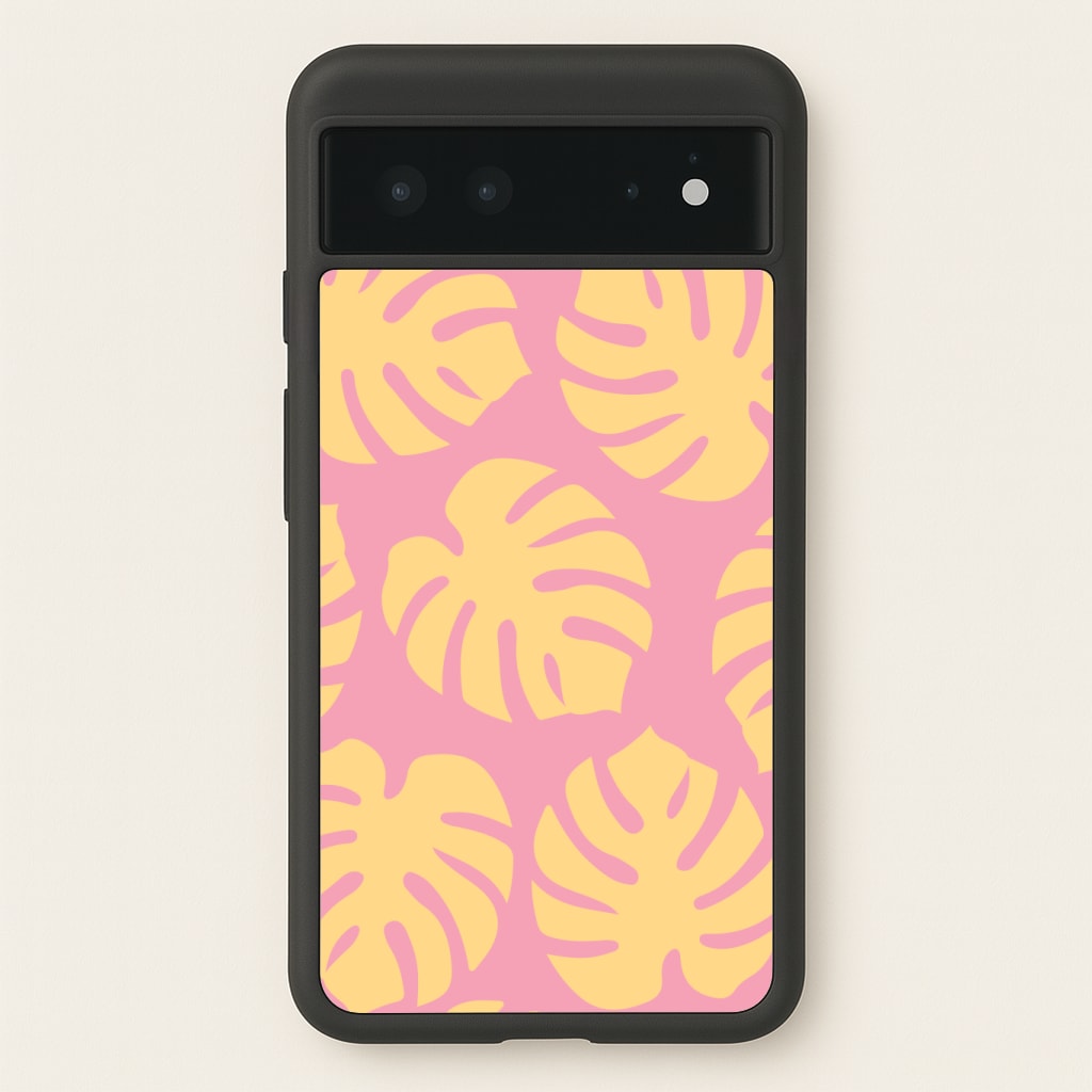 Pink And Yellow Summer Leaves Pattern Phone Case