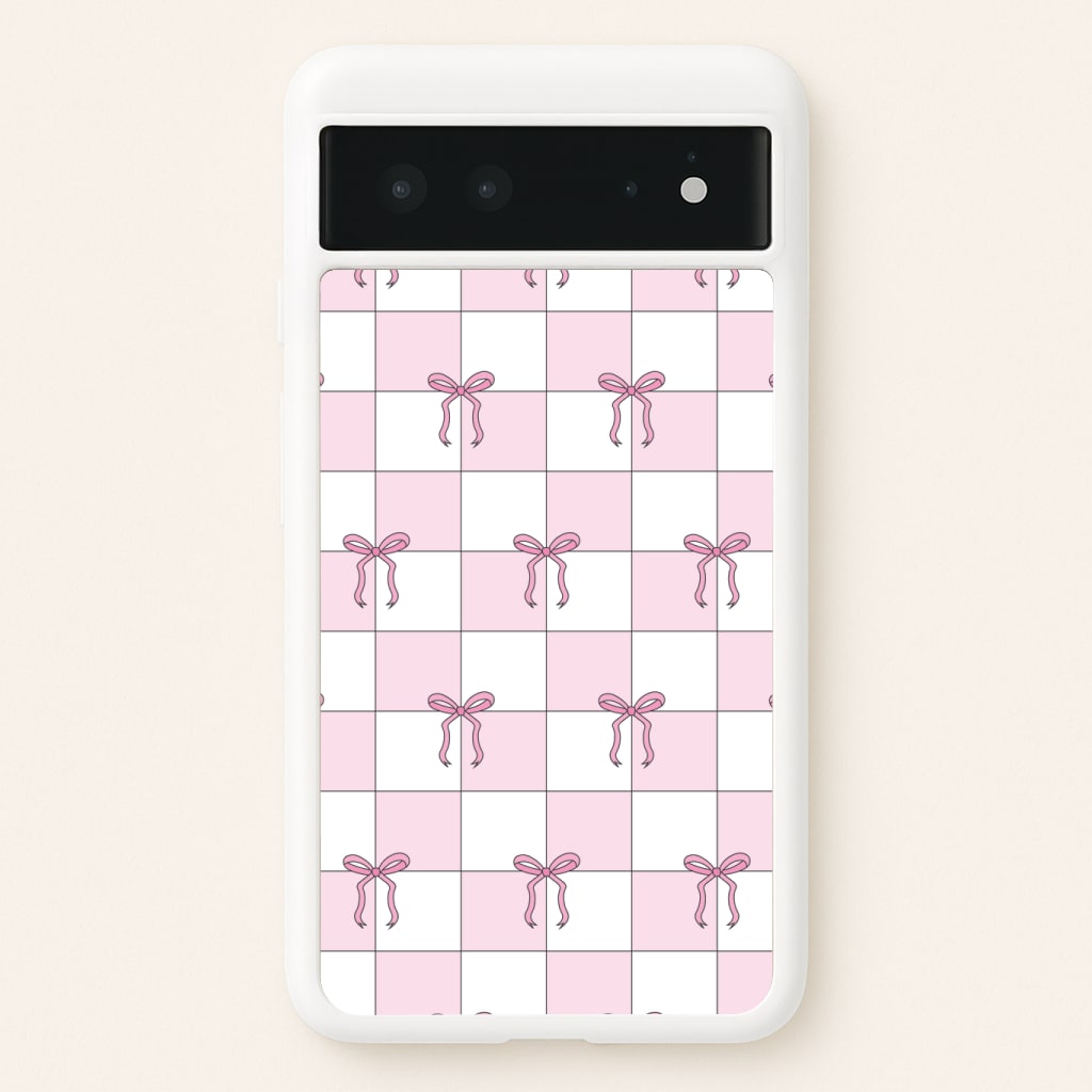 Checkered Pink Coquette Bows Phone Case