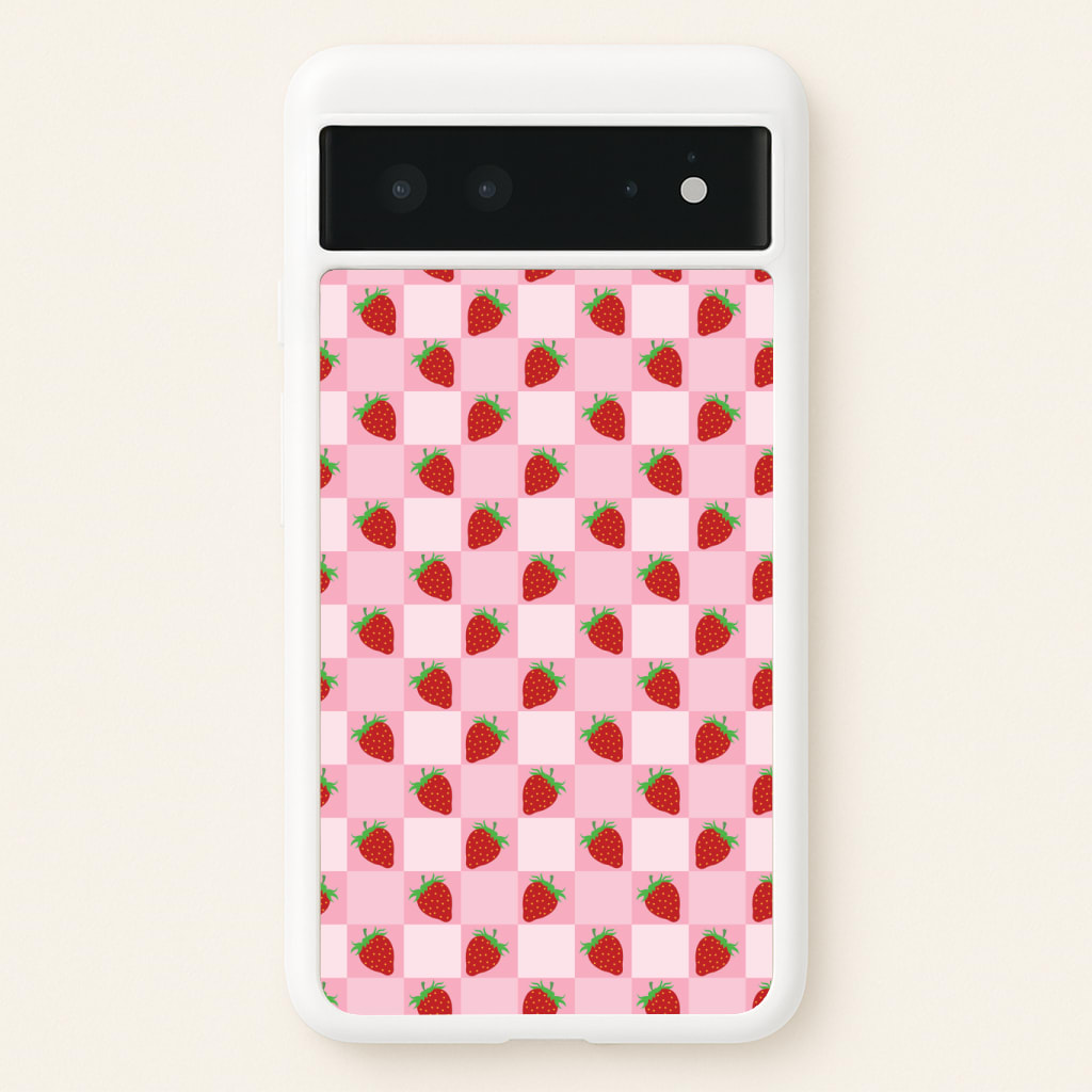 Checkered Strawberries Pattern Phone Case