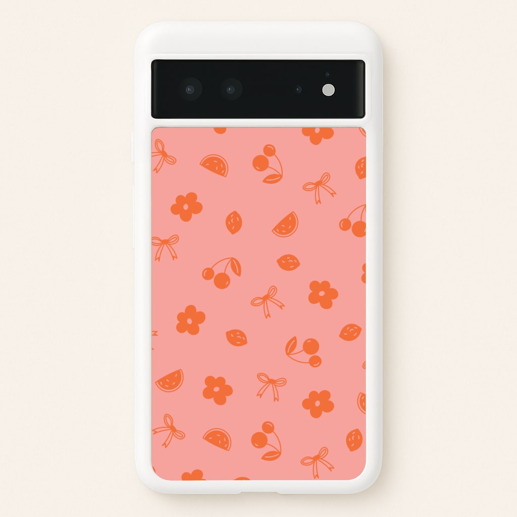 Coquette Orange Cherries Pattern Phone Case
