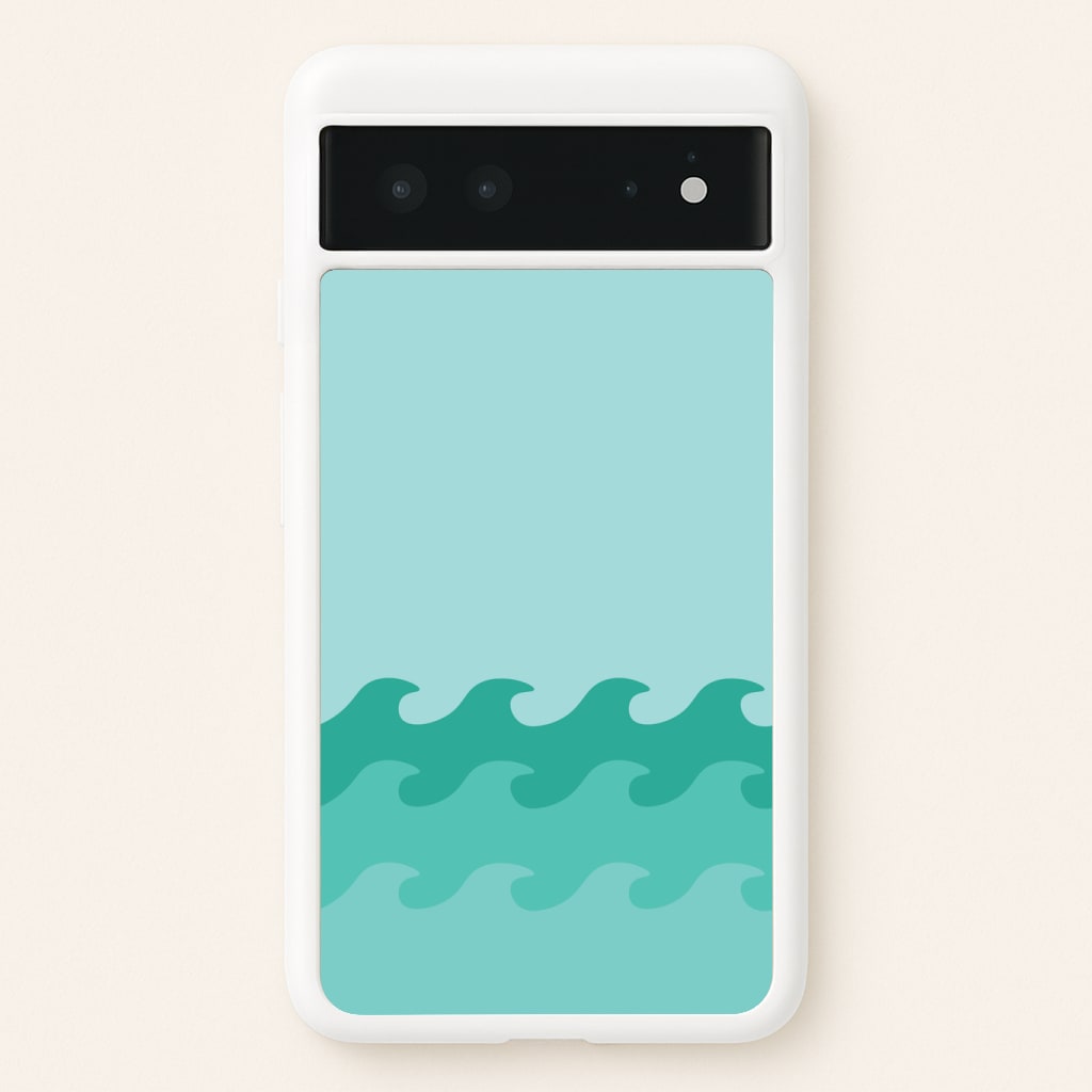 Cyan Beach Waves Pattern Phone Case