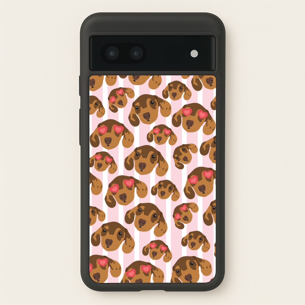 Stripes And Dachshunds Pattern Phone Case