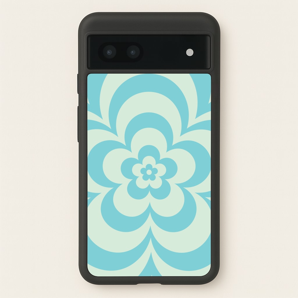 Teal Abstract Flower Pattern Phone Case