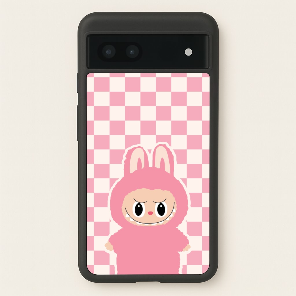 Checkered Cute Pink Monster Phone Case