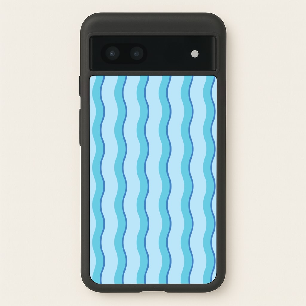 Blue Wavy Stripes Pattern Phone Case