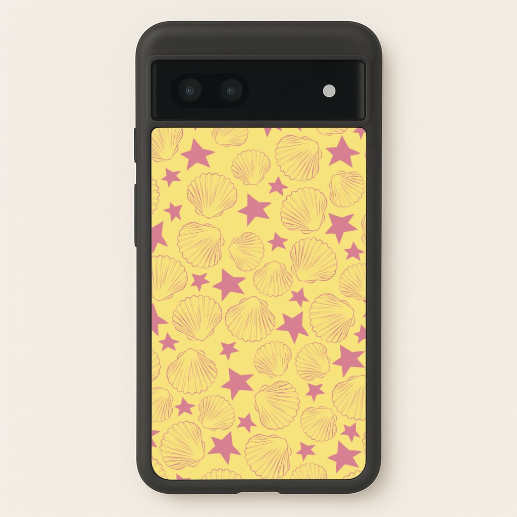 Seashells And Stars Yellow Pattern Phone Case