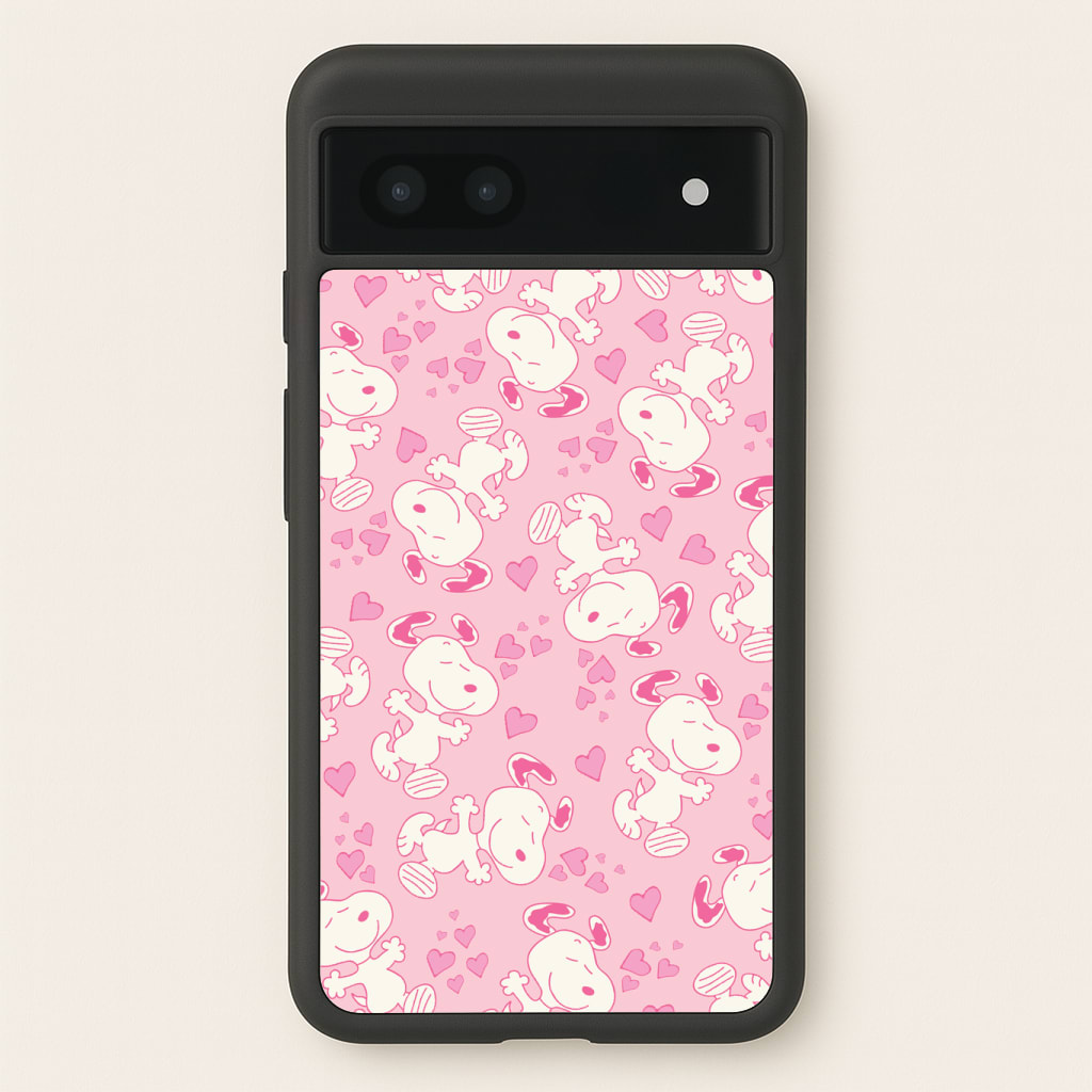 Cartoon Beagle Valentine Hearts Pattern Phone Case