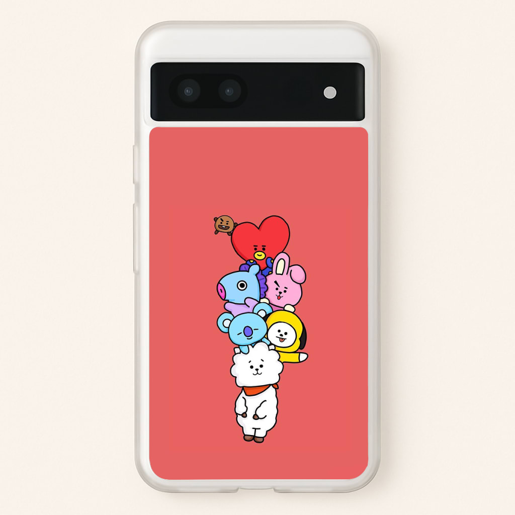 Red BT21 - RJ, Mang, Koya, Chimmy, Cooky, Shooky, Tata - K Pop Phone Case
