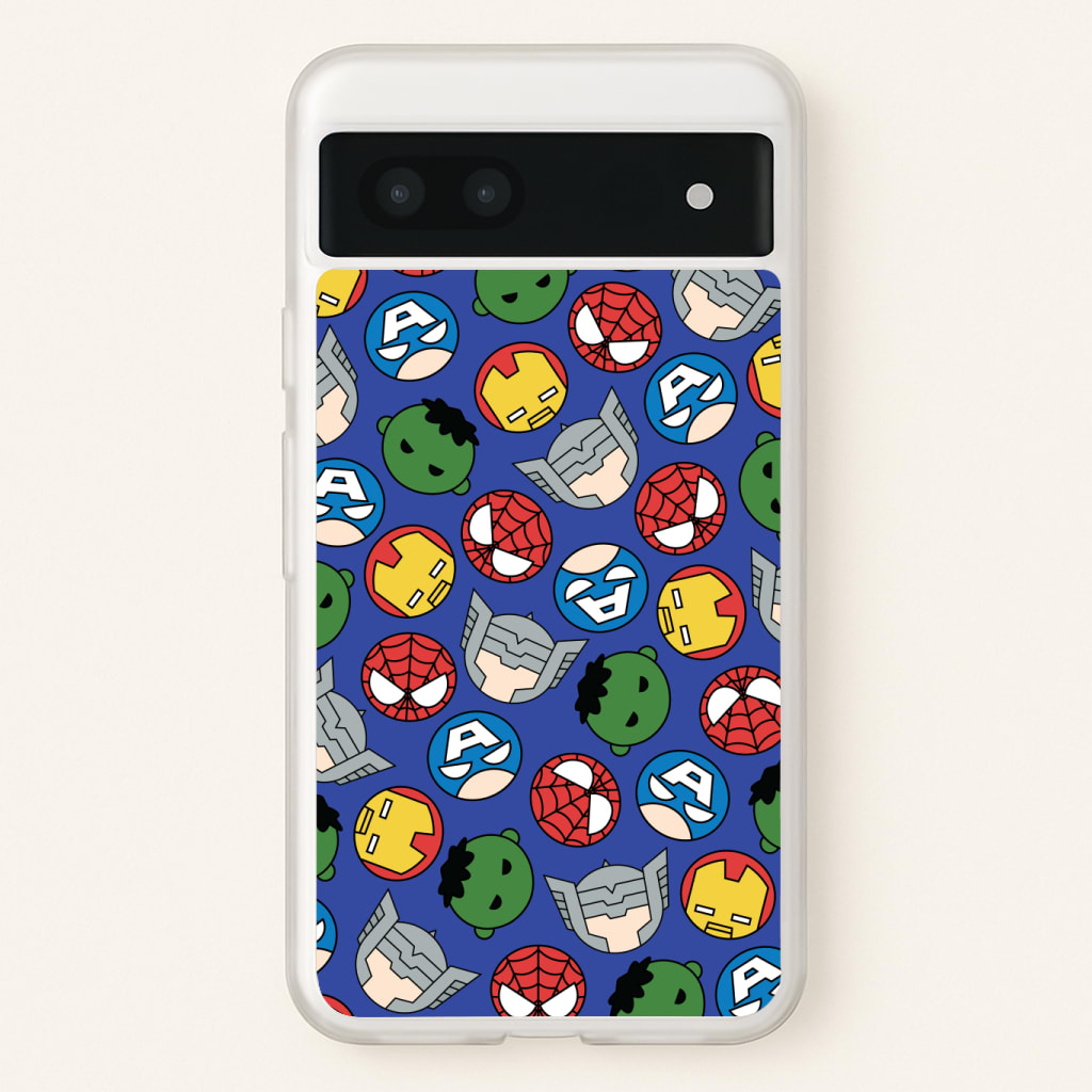 Cute Chibi Heroes Pattern Blue Phone Case