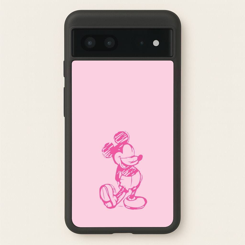 Sketched Mouse Outline Pink Phone Case
