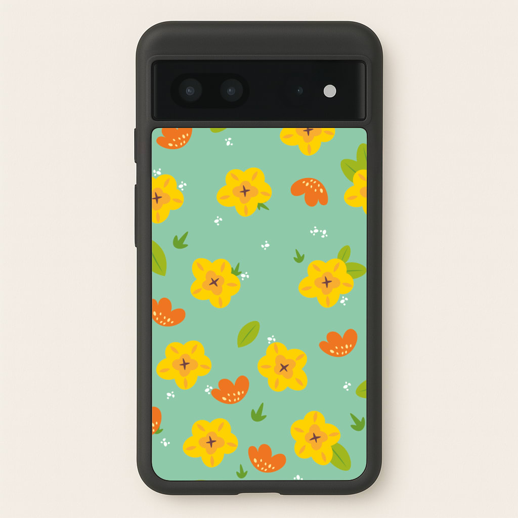 Yellow And Orange Pattern - Floral Phone Case