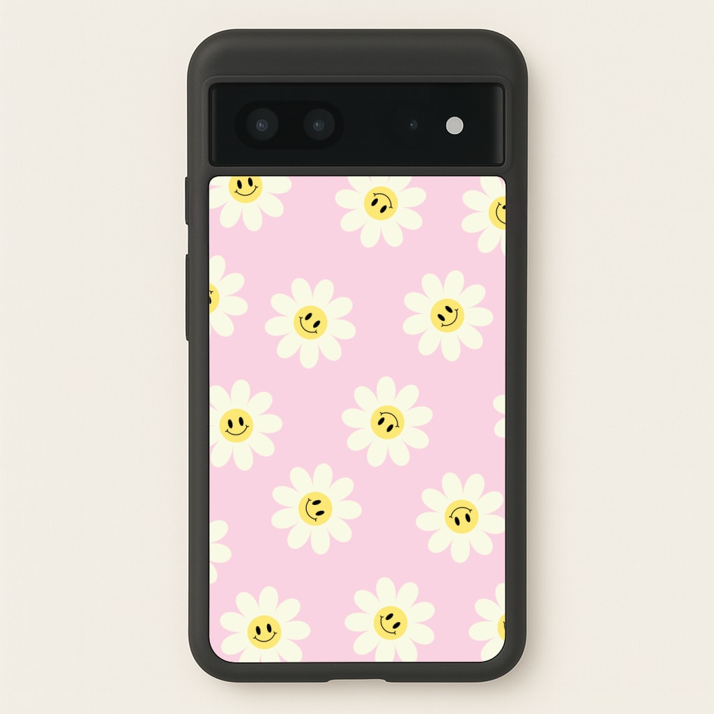 Pastel Pink Smiley Daisies Pattern Phone Case