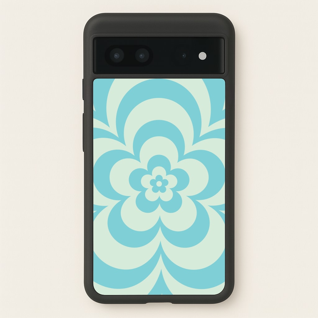 Teal Abstract Flower Pattern Phone Case