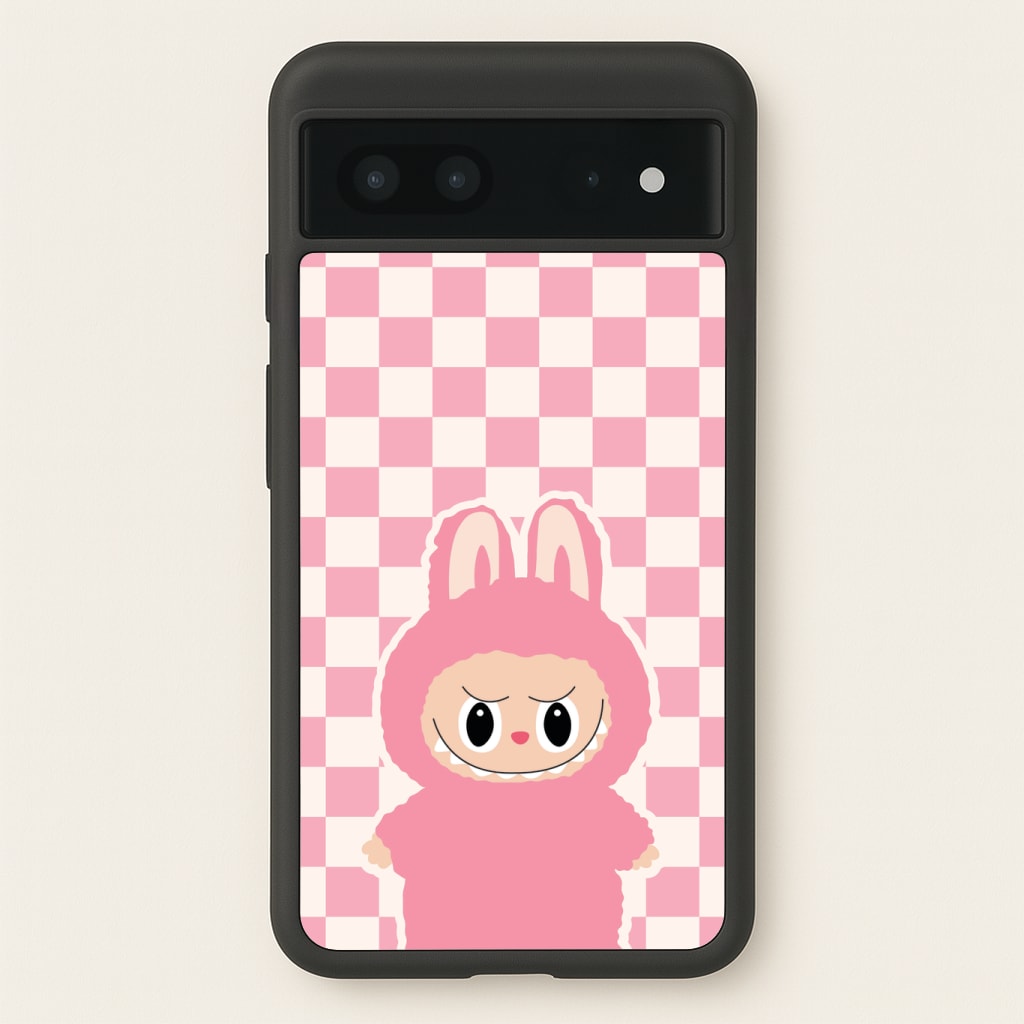 Checkered Cute Pink Monster Phone Case
