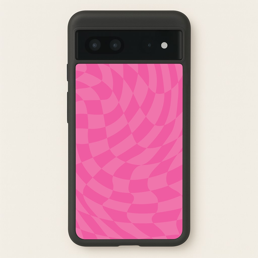 Pink Trippy Checkerboard Pattern Phone Case